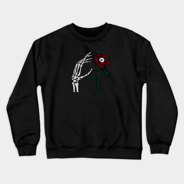 Skull Hand Flowers Eye Crewneck Sweatshirt by Merchsides